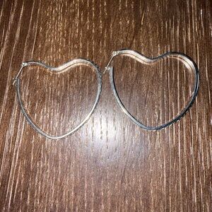 Silver Heart Hoop Earrings